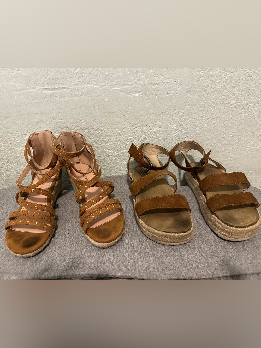 Kids Brown Suede Platform Sandals Size 2